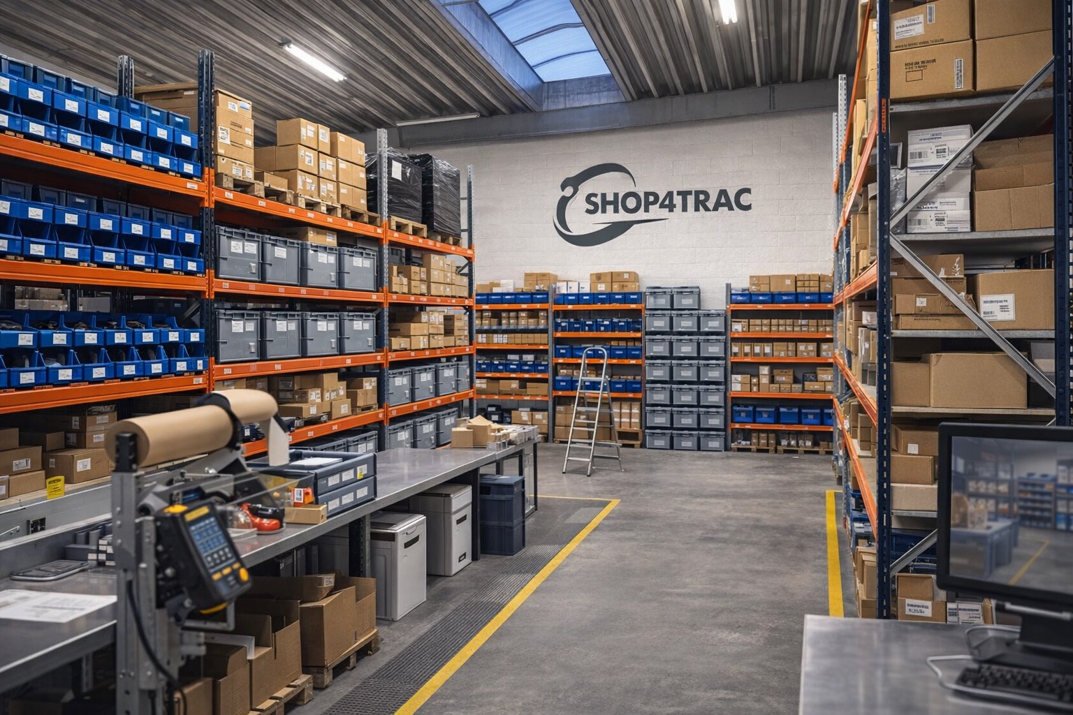 Espacio de trabajo y proceso de embalaje de Shop4Trac