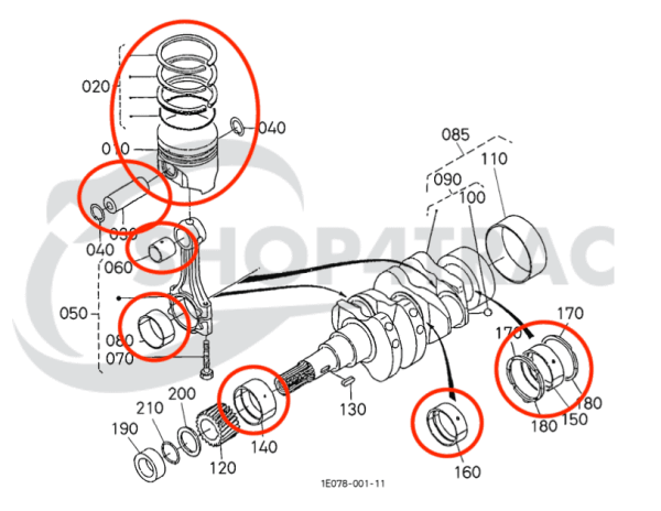 Kit de revisión de motor – Beta Marine Beta 10 &amp; Beta 14 | Nanni N2.10 · N2.14 | Phasor LP1-3.5
