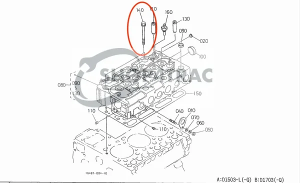 Perno de culata Beta Marine Beta 50 – Nanni N4.50
