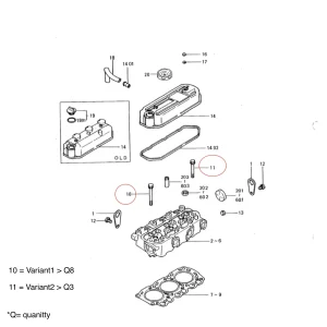 Perno de Culata Solé Diesel Mini 26 – Vetus M3.09 | M3.28 – Craftsman Marine CM3.27 – JF Marine Power JF6-1500