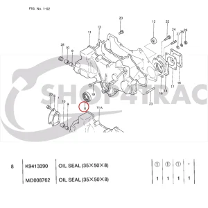 Retén de cigüeñal frontal Solé Diesel Mini 33 | Mini 44 | Mini 55 – Vetus M4.15 | M4.17 – Craftsman Marine CM4.42 – JF Marine Power JF10 | JF15