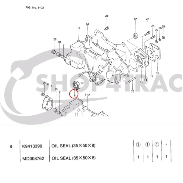 Retén de cigüeñal frontal Solé Diesel Mini 33 | Mini 44 | Mini 55 – Vetus M4.15 | M4.17 – Craftsman Marine CM4.42 – JF Marine Power JF10 | JF15
