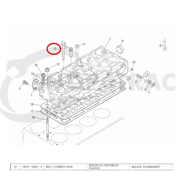 Tornillo de culata Universal M-25 | M-25XP | M-35 | M-35A – Nanni 3.90HE | 4.110HE – Renault Marine D950