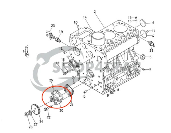Bomba de aceite de motor Universal M15 | M-25 | M-25XP | M-35 – Nanni 3.90HE | 4.110HE – Renault Marine D950