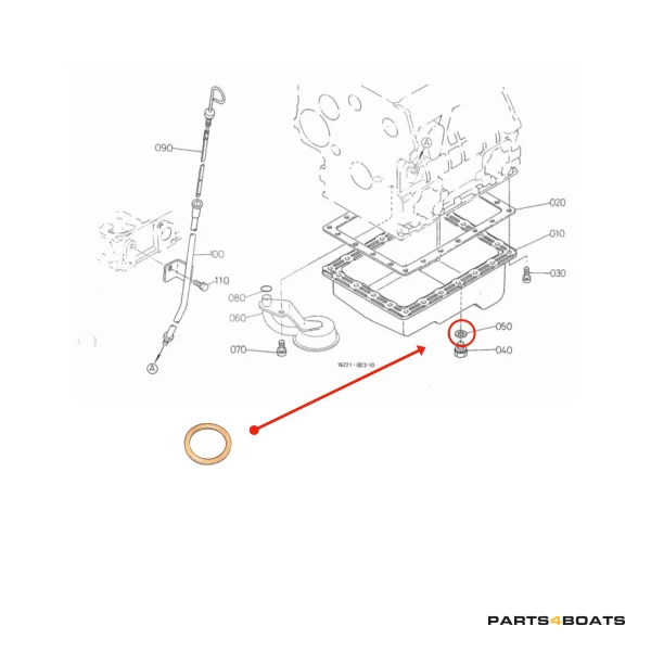 Anillo de sellado de cobre tapón de drenaje – Beta Marine Beta 10/14/20 | Nanni N2.10/N2.14/N3.21