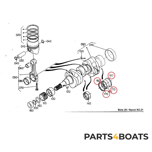 Cojinete de empuje / cojinete axial set – Beta Marine Beta 10 / Beta 14 / Beta 20 | Nanni N2.10 / N2.14 / N3.21