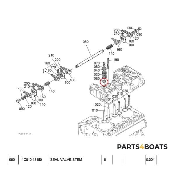 Retenes de vástago de válvula Beta Marine Beta 35 | Beta 38 – Nanni N4.38 – Universal M-35B